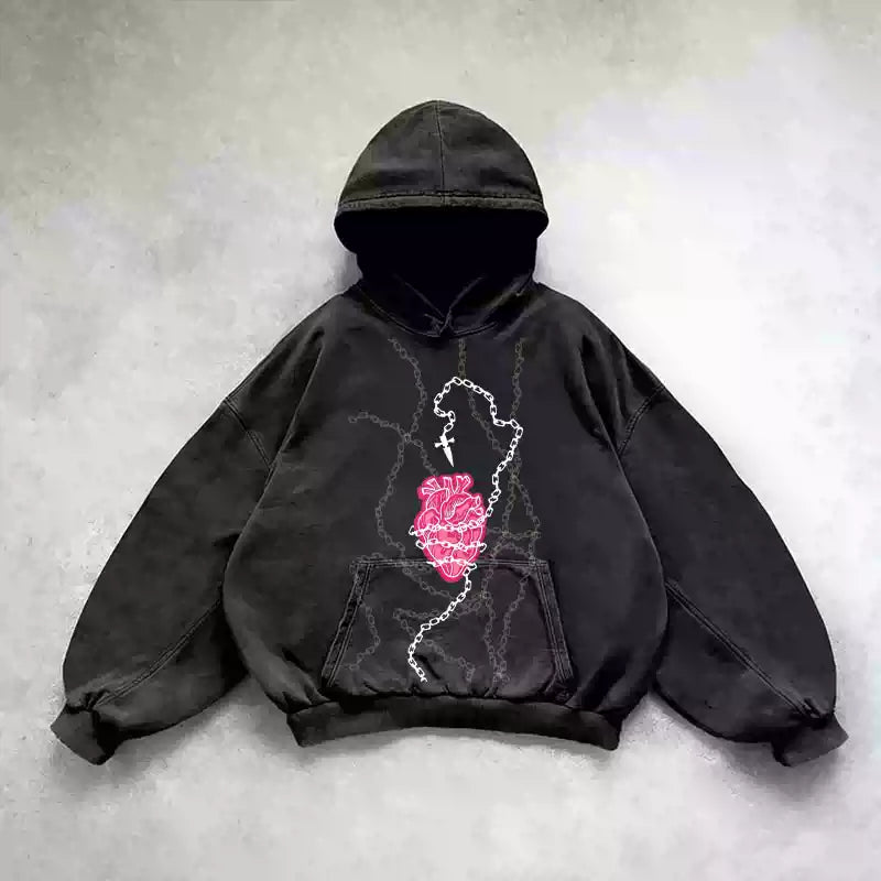Gothic Heart Chain Hoodie