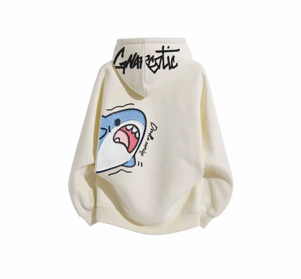 Oversized Shark Graphic Hoodie