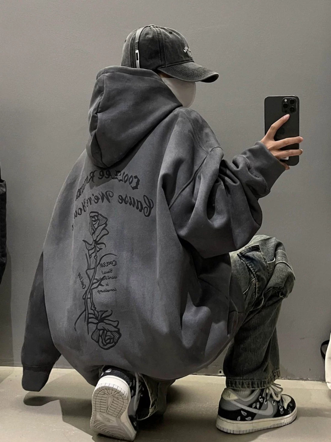 Oversized Vintage Rose Hoodie
