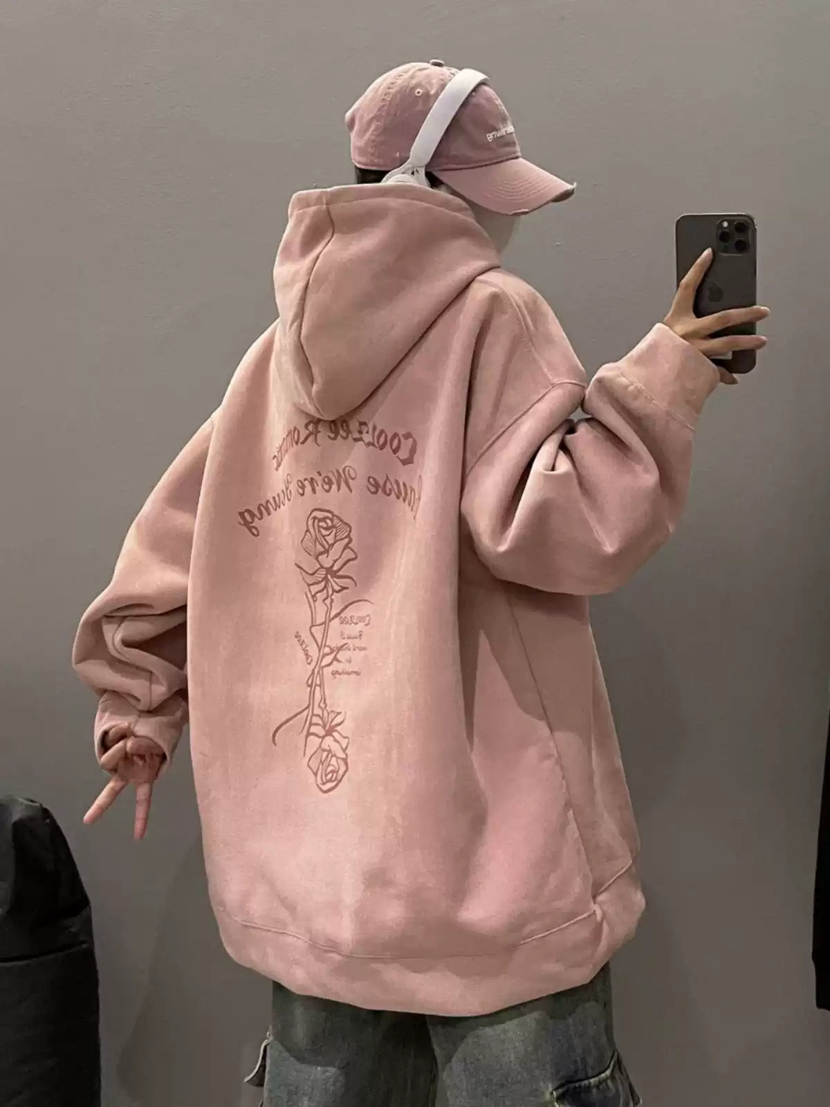 Oversized Vintage Rose Hoodie